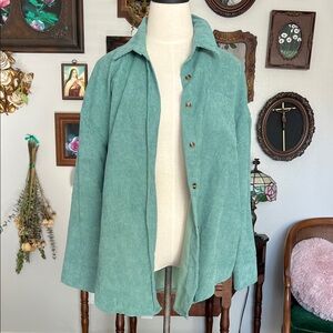 Teal Corduroy Button-Up Shirt